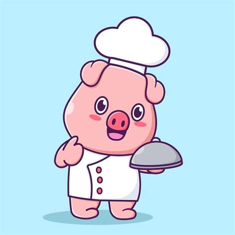 Premium Vector Cute Pig Chef Illustration Vector Icon Isolated