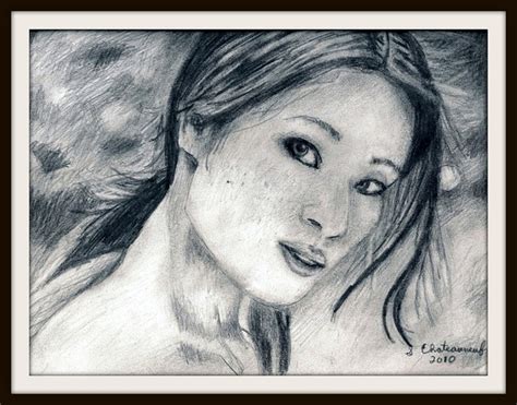 Lucy Liu Pencil Drawing By Steven Chateauneuf Photo Of Drawing Also