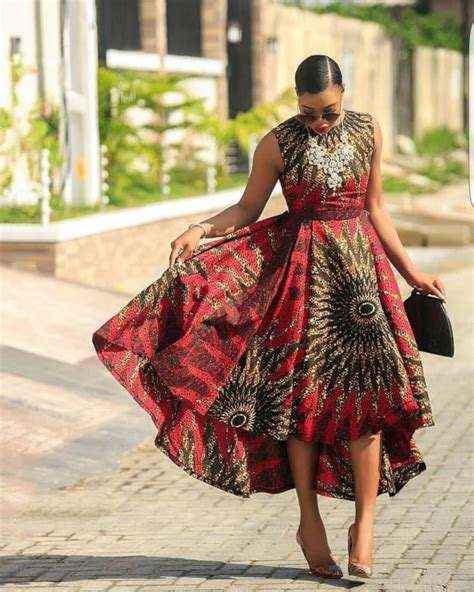 Red African Print Dresshighlow Gownred Ankara Dressafrican Etsy