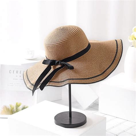 Cocopeaunts Women Beach Foldable Hat Sun Summer Large Brim Straw Hat