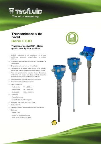 Serie Lt Indicador Detector Y Transmisor De Nivel Tecfluid Catálogo