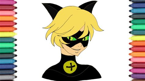 How To Draw Cat Noir From Miraculous Ladybug And Cat Noir Easy Draw