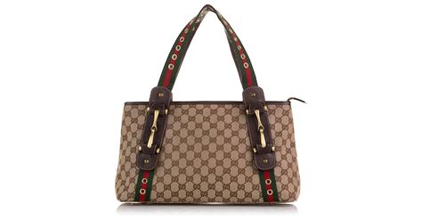 Gucci Brown Gg Canvas Pelham Grommet Shoulder Bag Multiple Colors Beige