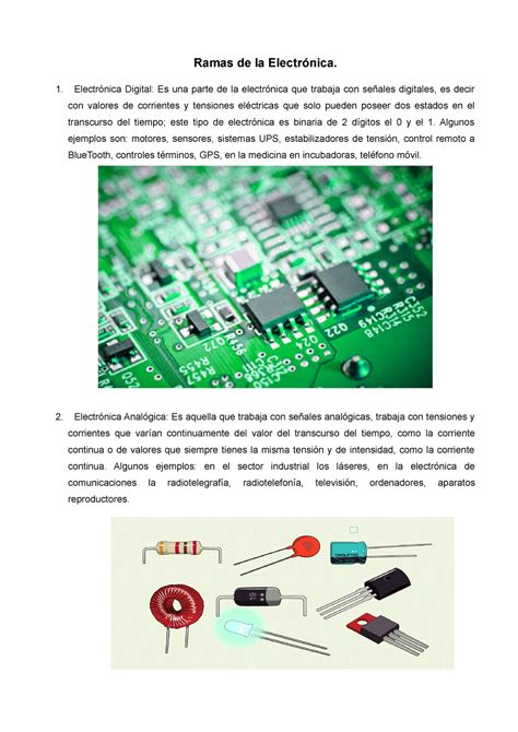 Ramas de la Electrónica Electrónica Digital Es una parte de la