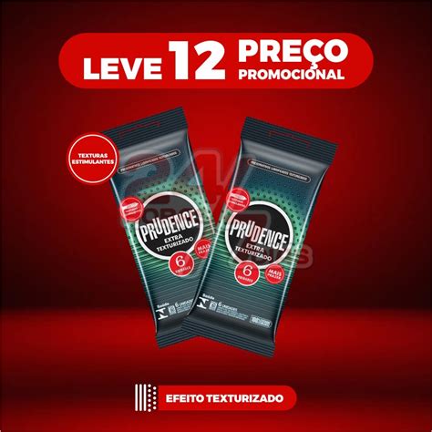 Kit 12 Camisinha Preservativo Prudence Extra Texturizado 6 Unidades