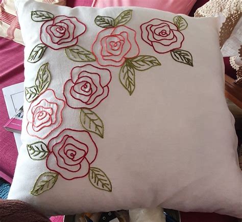 Hand Embroidery Designs Beautiful Rose Pillow