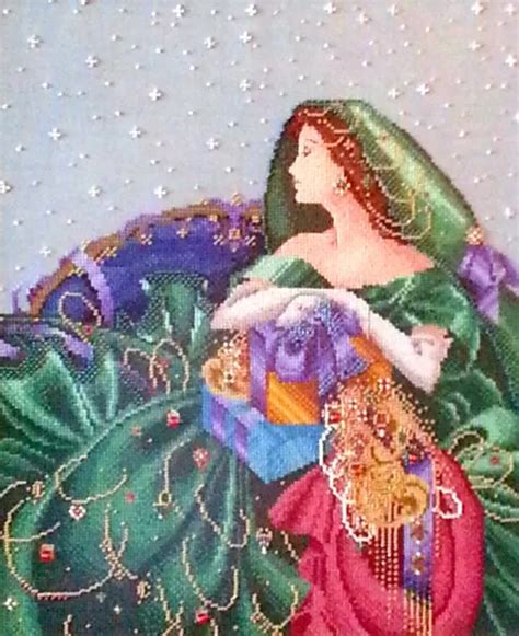 SCHEMA PUNTO CROCE Donna Di Natale Christmas Elegance Dmc Cross Stitch