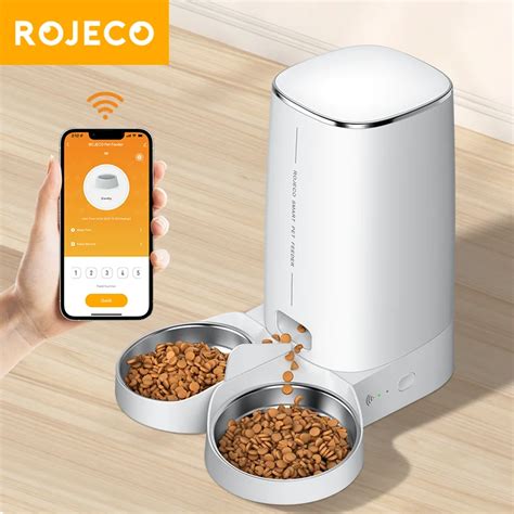 ROJECO Automatic Cat Feeder Pet Smart Cat Food Kibble Dispenser Remote