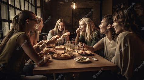 Premium Photo | A group of people eating at a restaurant