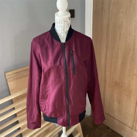 ASOS Men’s Bomber Jacket Burgundy Size... - Depop