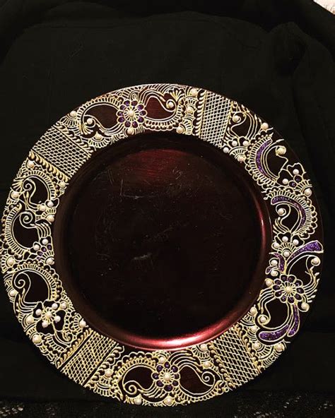 Handmade Charger Plate Henna Thaal Mehndi Thaal Pooja Etsy Charger Plates Handmade