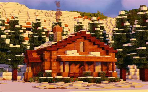 Winter Log Cabin : r/Minecraftbuilds