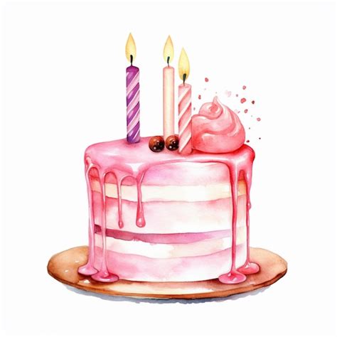 Premium Ai Image There Is A Pink Cake With Three Candles On Top Of It