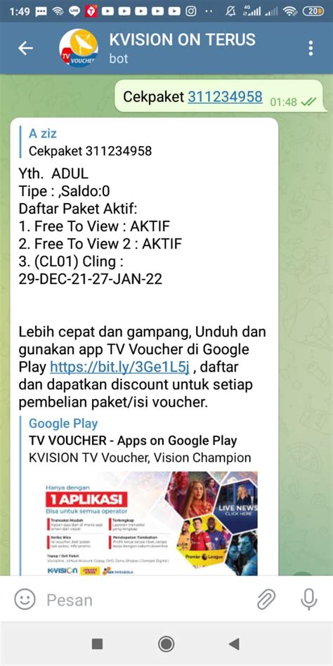 Cara Cek Id Pelanggan K Vision Dengan Telegram K Vision Terbaru