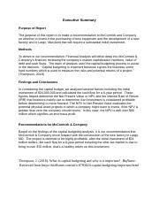 Project Executive Summary Docx Executive Summary Purpose Of Report