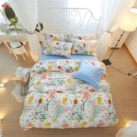 Home Textile Bedding Set American Flower Printed Duvet Cover Bed Sheet Pillowcase 100cotton