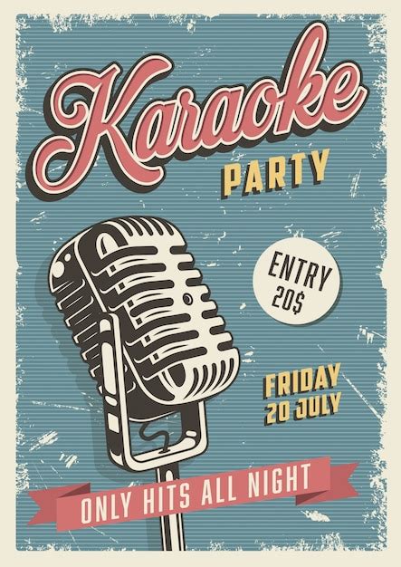 Free Vector Karaoke Party Vintage Poster