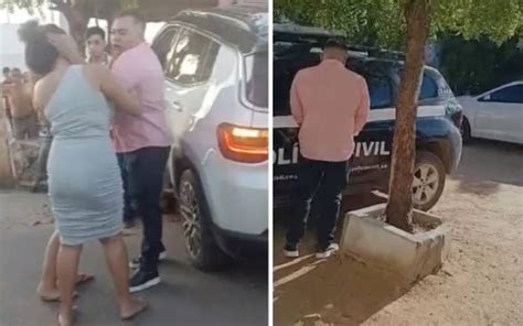 Delegado que deu tapa no rosto de mulher é filmado urinando em viatura