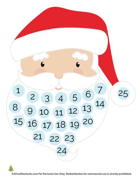 Santa Countdown Printable - A Few Shortcuts