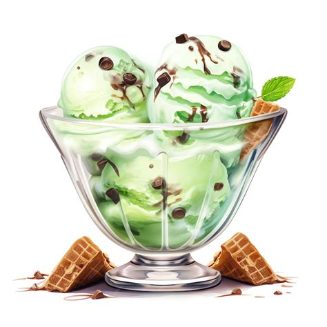 Premium Ai Image Beautiful Mint Chocolate Chip Ice Cream Clipart