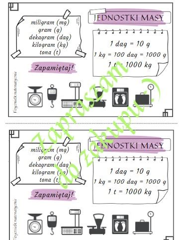 Jednostki Masy Wklejka Do Zeszytu Z Oty Nauczyciel