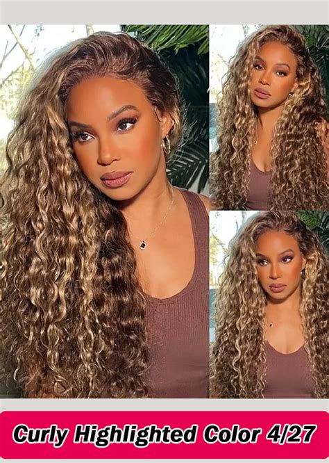 Piano Highlight Color 4 27 Deep Curly HD Lace Wig Pre Plucked Hairline