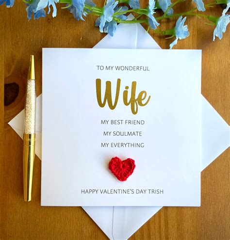 Wife Valentines Card Personalised Wife Card Valentines Day Card For