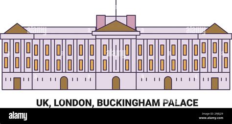 England London Buckingham Palace Travel Landmark Vector Illustration