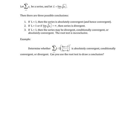 Solved Let ∑n4∞an Be A Series And Let Llimn→∞∣an∣ Then