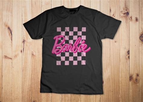 Barbie - Barbie Logo Checkered Background T-Shirt Design - Buy t-shirt ...