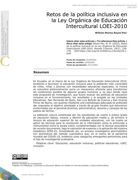 Pdf Retos De La Política Inclusiva En La Ley Orgánica De Educación