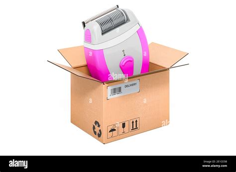 Epilator Inside Cardboard Box Delivery Concept 3d Rendering Isolated