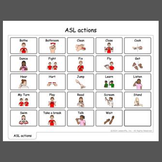 ASL vocabulary gridbook