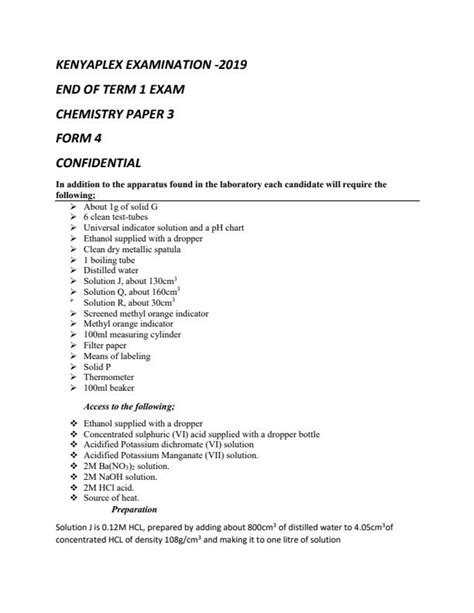 Chemistry Form 4 End Of Term 1 Paper 3 Confidential Examination 2019 93