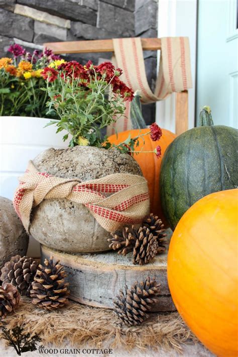 Concrete Pumpkin Craft DIY Tutorial Fox Hollow Cottage