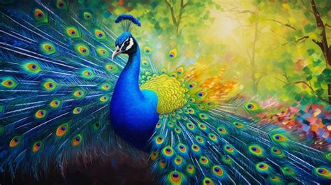 Premium Photo Majestic Peacock Displays Vibrant Elegance Beauty In