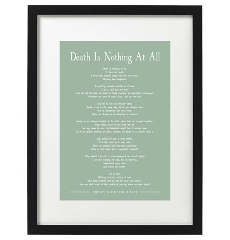 Henry Scott Holland Death Is Nothing At All Bereavement Poem Art Print Etsy