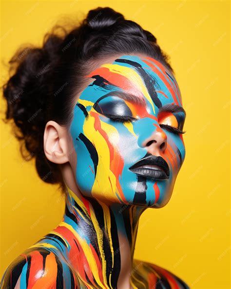 Premium Photo A Woman Showcasing A Dramatic Artistic Makeup Look