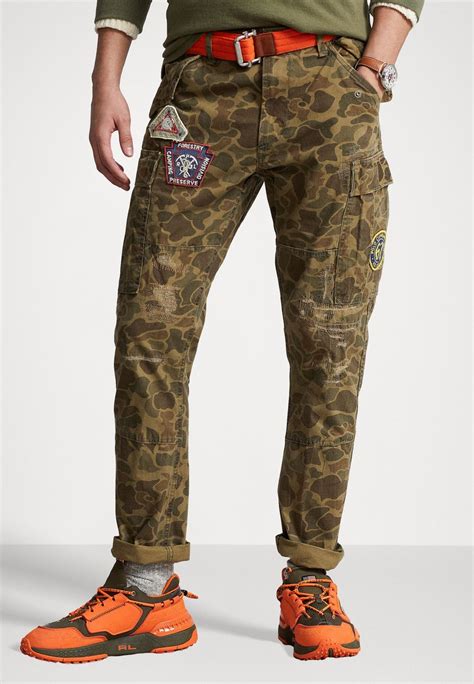 Polo Ralph Lauren Slim Fit Camo Canvas Cargo Trouser Pantalones Cargo Frog Verde Oscuro