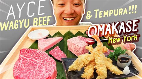 All You Can Eat Japanese Wagyu Beef And Tempura Omakase In New York Youtube