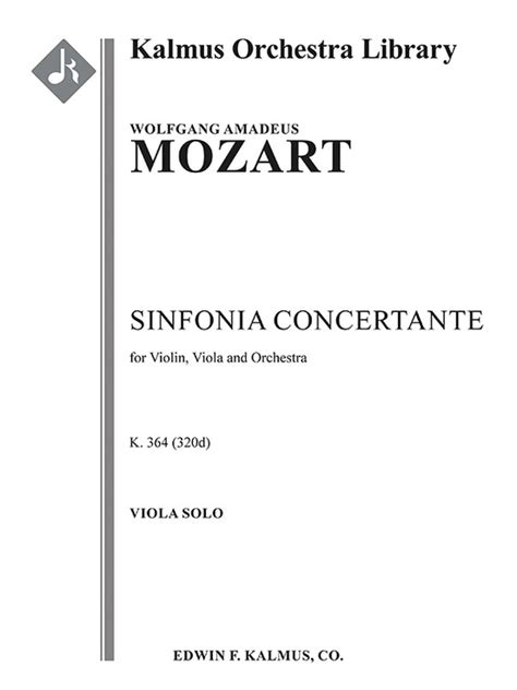 Sinfonia Concertante For Violin Viola And Orchestra K 364 320d