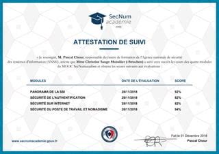 Attestation Secnum Académie ANSSI PPT