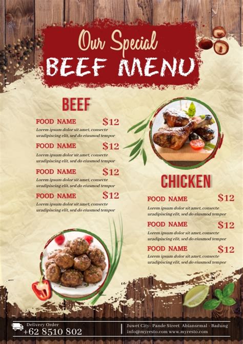 Copy Of Beef Menu Templates Postermywall