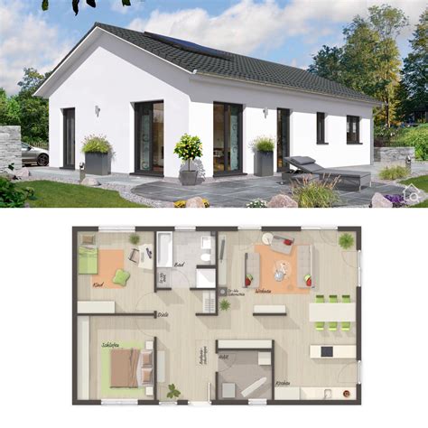 Moderner Bungalow Mit Satteldach Architektur Zimmer Grundriss