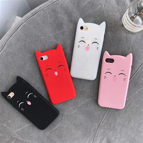 3d Cute Smile Cat Ears Phone Case For Iphone 5 5s Se 6 6s Plus 7 8 Plus X Silicone Case Cartoon