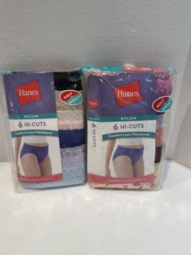 Hanes Nylon Hi Cut Panties Lot 2 6 Pack Underwear Assorted Colors Women