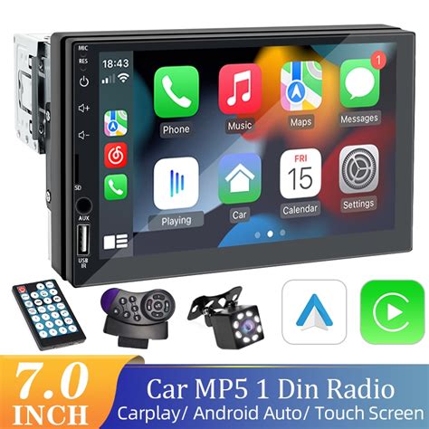 Central Multimídia Carplay Android Auto 1 Din 7 Polegadas MP5 Bluetooth