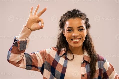 Portrait Of An African American Woman Showing An Ok Sign 23909961 Stock