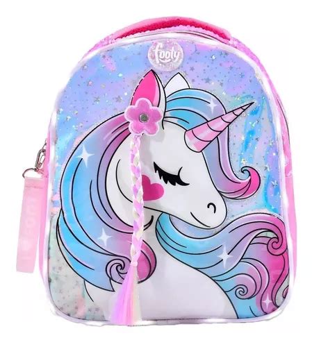 Mochila Espalda Unicornio Trenza Con Luz Led Footy Cm