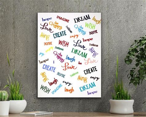 Colorful Words Modern Art Wall Decor Motivational Words Art Etsy